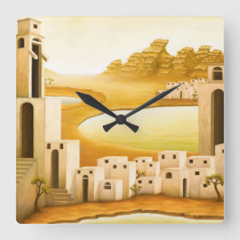 "Ställe" - Mellan östern / orienterad målning för  Fyrkantig Klocka