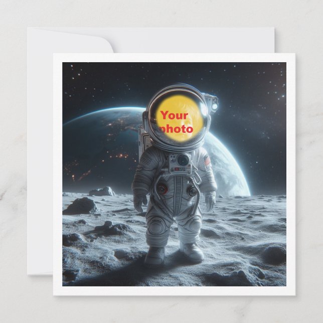 Ställe mitt ansikte i bild, astronaut, rymden kort (Framsida)