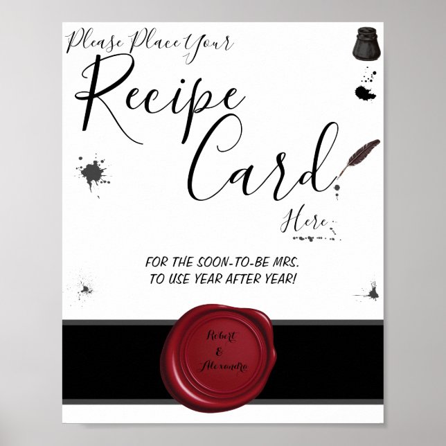 Ställe-receptkort här, penna och skugga poster (Framsidan)