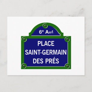 Ställe Saint-Germain des Pres, Paris Street Sign Vykort