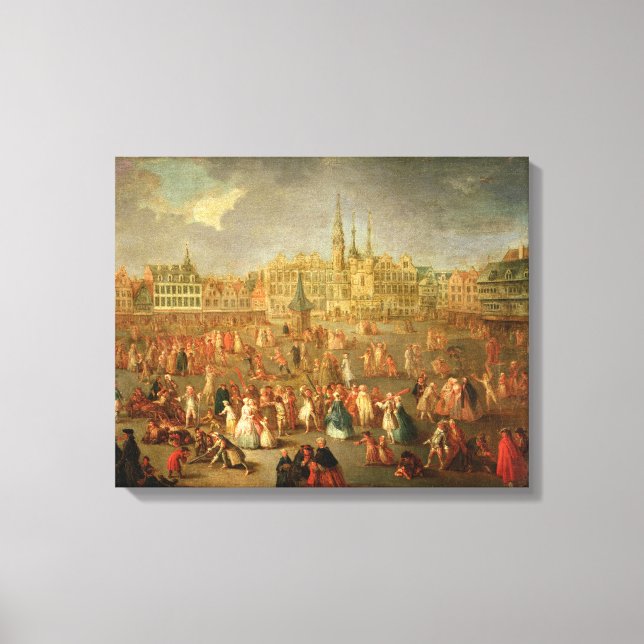 Ställe under Mardi Gras, Cambrai, 1765 Canvastryck (Framsida)