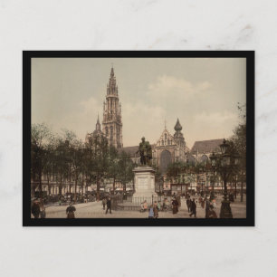 Ställe Verte and cathedral, Antwerpen, Belgien Vykort