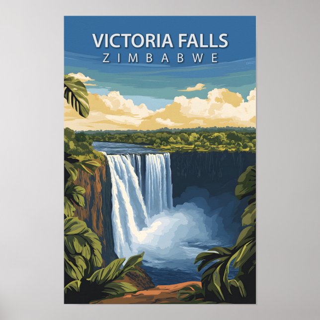 Ställe Victoria Falls Zimbabwe Travel Poster (Framsidan)