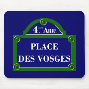 Ställedes Vosges, den Paris gatan undertecknar Musmatta