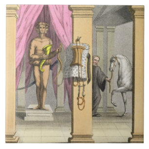 Stallen av Caligulas häst, Incitata, c.1800- Kakelplatta