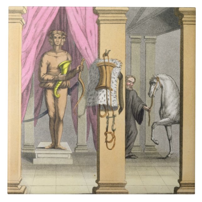 Stallen av Caligulas häst, Incitata, c.1800- Kakelplatta (Framsidan)