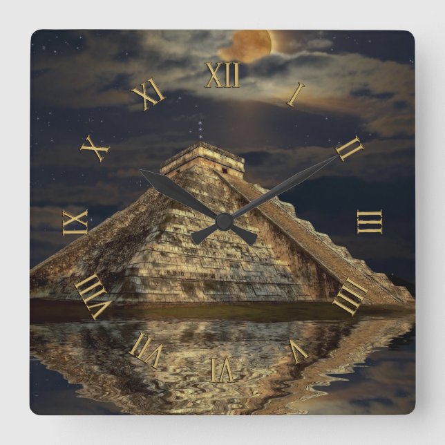 Ställen för Chichen Itza tempelberömd - Mayansen Fyrkantig Klocka (Framsida)