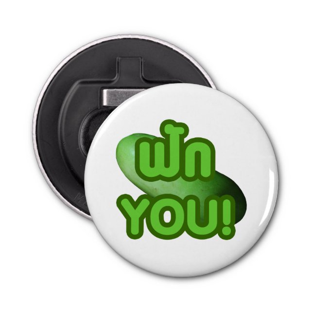 STÄLLER DIG! .. Grönt Squash (vintermelon) Flasköppnare (Framsidan)