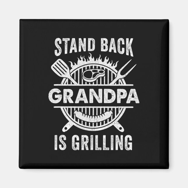 Stället Ck Grandpa är Grilling Funny Bbq Fars dag Magnet (Framsidan)
