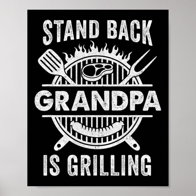 Stället Ck Grandpa är Grilling Funny Bbq Fars dag Poster (Framsidan)