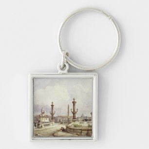 Stället de la Concorde, c.1837 Fyrkantig Silverfärgad Nyckelring
