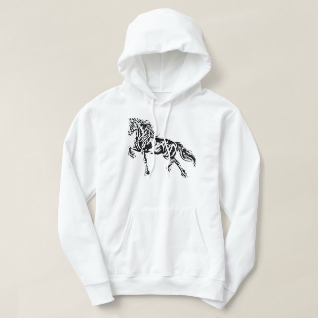 Stallion Horse Motif Elegant Mane Animals färgstar Hoodie (Design framsida)