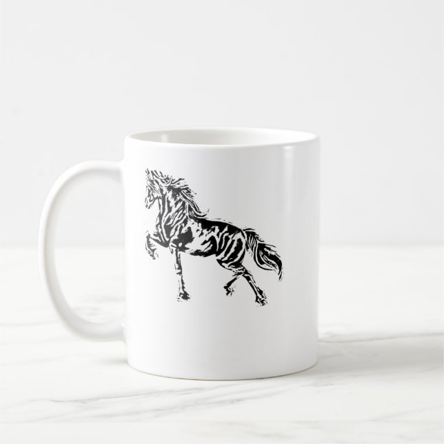 Stallion Horse Motif Elegant Mane Animals färgstar Kaffemugg (Vänster)