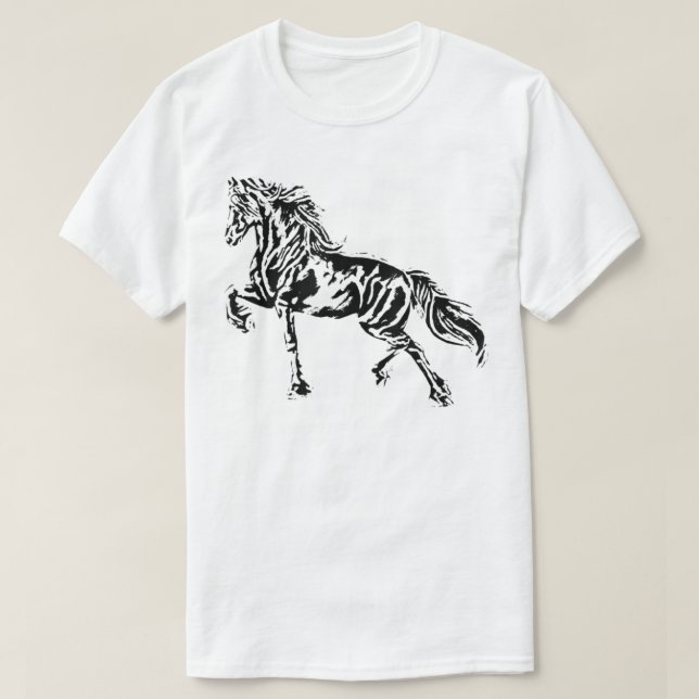 Stallion Horse Motif Elegant Mane Animals färgstar T Shirt (Design framsida)