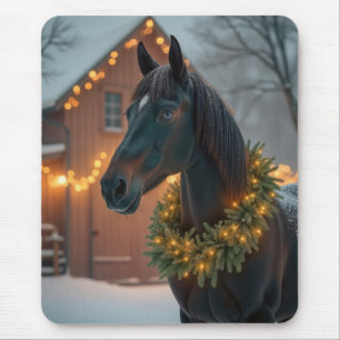 Stallion med julandedräkt musmatta