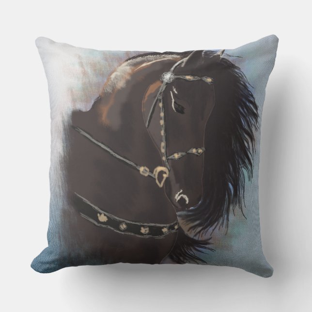 Stallion Porträtt - Pillow Kudde (Framsida)