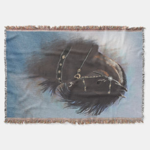 Stallion Porträtt - Throw Blanket Mysfilt