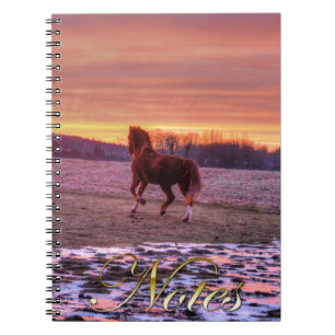 Stallion Runhome vid Sunset på Ranch Anteckningsbok Med Spiral