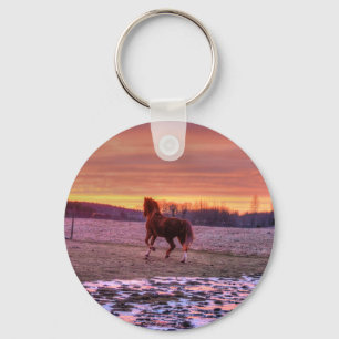 Stallion Runhome vid Sunset på Ranch Nyckelring