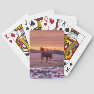 Stallion Runhome vid Sunset på Ranch Spel Kort
