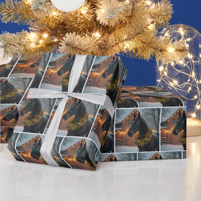 Stallion som bär en julandedräkt presentpapper (Helgdagar)