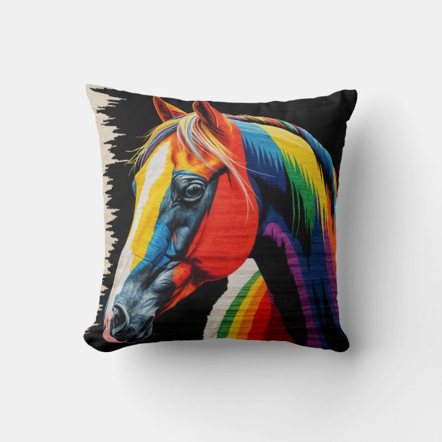 Stallion Spirit’ Vintage Horse Kilim Pillow: Kudde (Framsida)