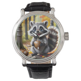 Ställning av hösten för cute Kawaii stil Raccoon Armbandsur