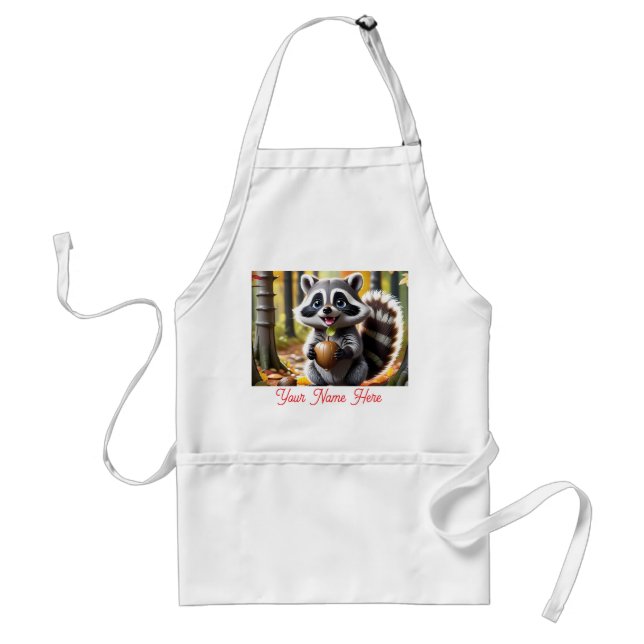 Ställning av hösten för cute Kawaii stil Raccoon Förkläde (Framsidan)