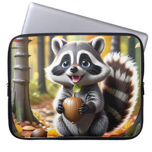 Ställning av hösten för cute Kawaii stil Raccoon Laptop Fodral