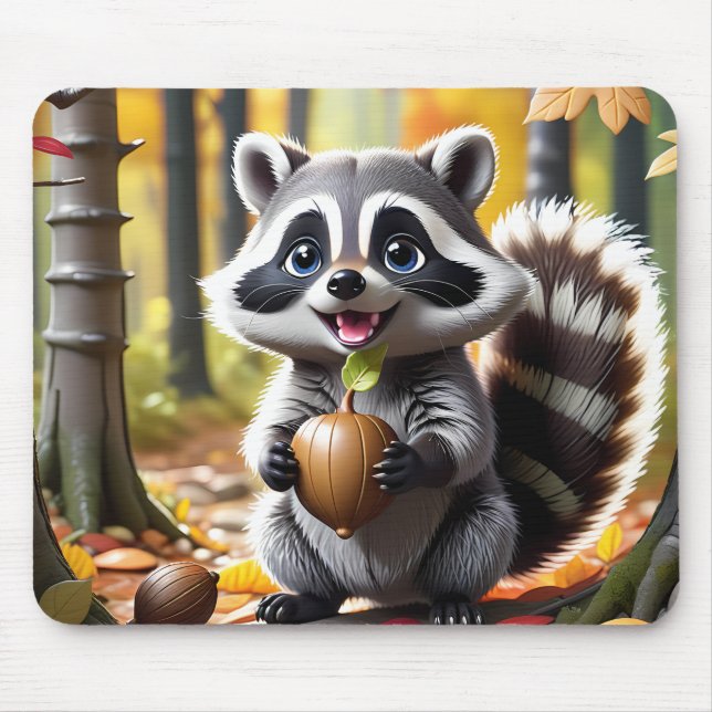 Ställning av hösten för cute Kawaii stil Raccoon Musmatta (Framsidan)