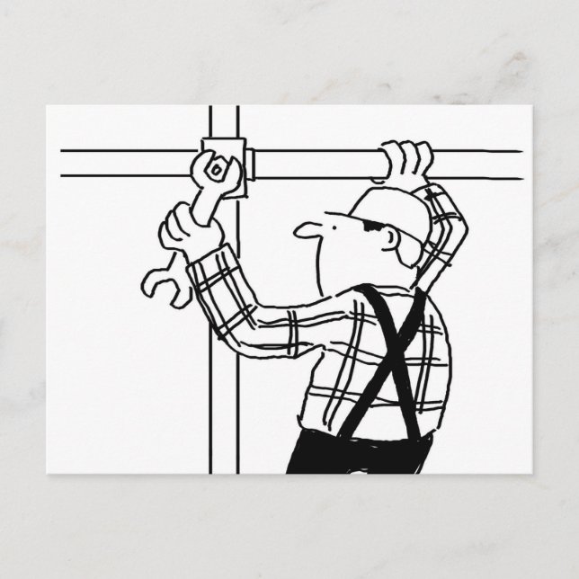 Ställningsbyggare och Ställning Cartoon Vykort (Framsida)