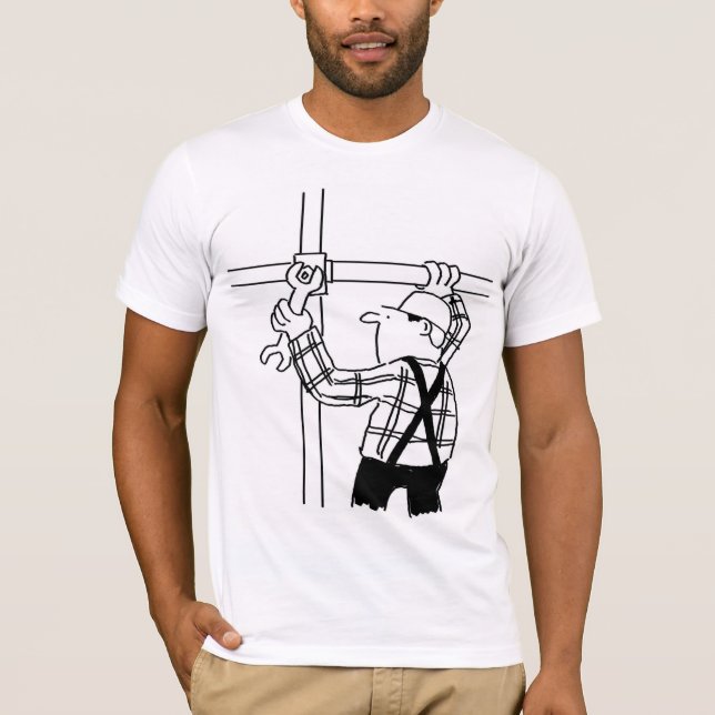 Ställningsbyggare Tecknad Grafisk T-Shirt (Framsida)