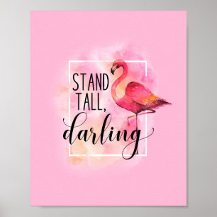 Ställtall Darling Rosa Flamingo Quote Poster
