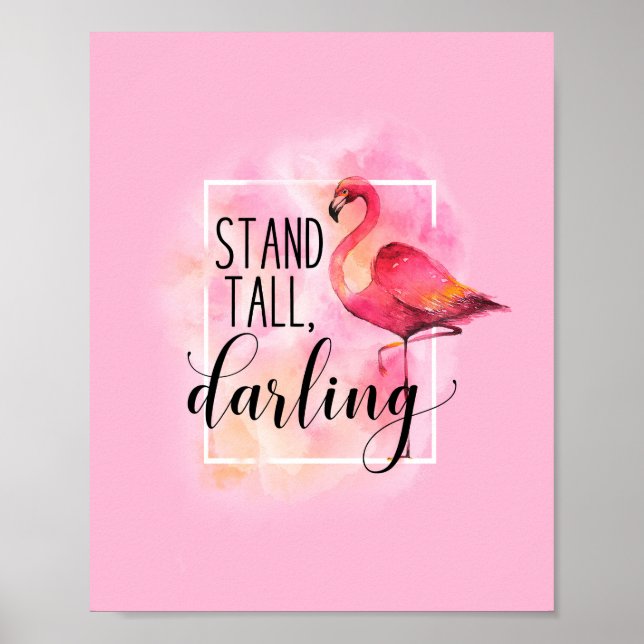Ställtall Darling Rosa Flamingo Quote Poster (Framsidan)