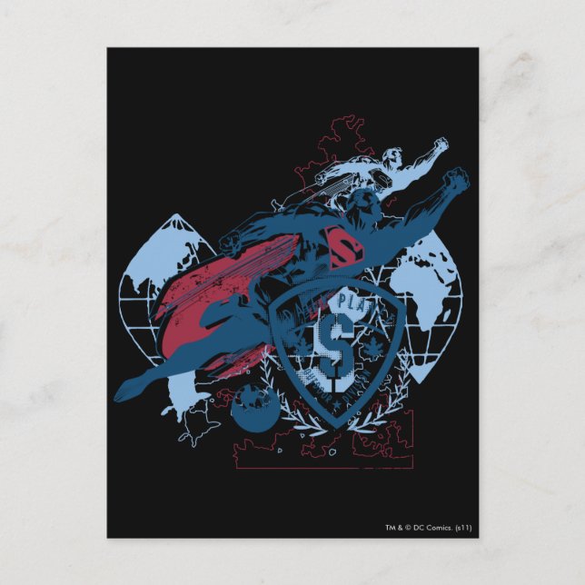 Stålman och karta vykort (Framsida)