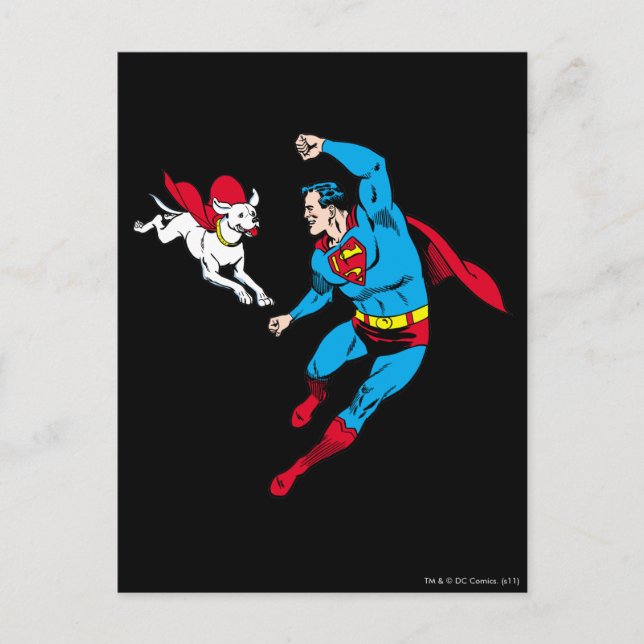Stålman och Krypto 2 Vykort (Framsida)
