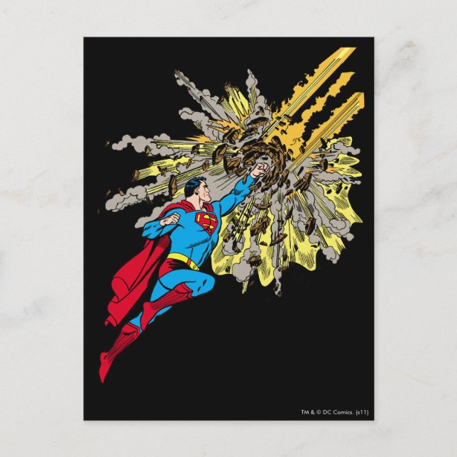 Stålmannen stoppar en meteor vykort (Framsida)