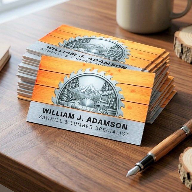 STÅLSÅGVERKSSÅG & TRÄKORNSSKIVLING | SNICKARE VISITKORT (Custom sawmill business card designs, Rustic carpentry services contact cards, Professional woodwork)