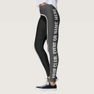 Stålsätta/Customisable textdamasker för vit/fö Leggings
