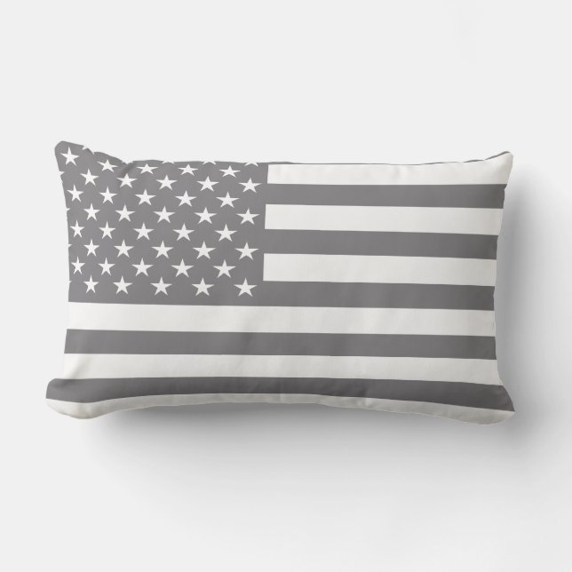 Stålsätta den gråa amerikanska flaggan lumbarkudde (Framsida)