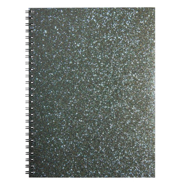 Stålsätta glitter för blåttgrå färgfauxen anteckningsbok (Framsidan)