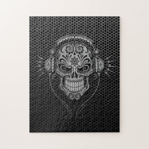 Stålsätta kopplar ihop DJ-sockerskallen Pussel