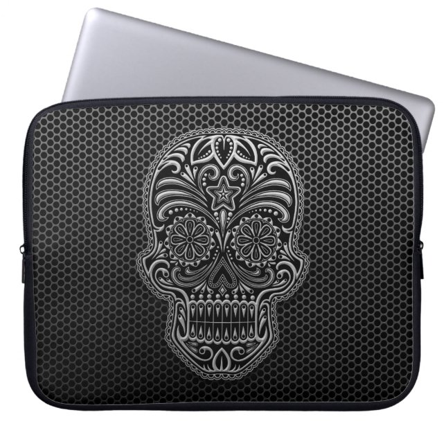 Stålsätta kopplar ihop sockerskallen laptop sleeve (Framsidan)