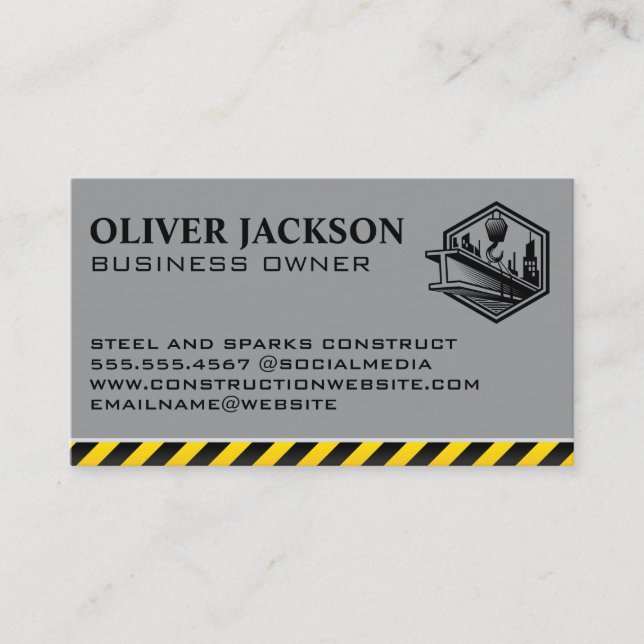 Stålstråle för byggnadsvinschning visitkort (Framsida)