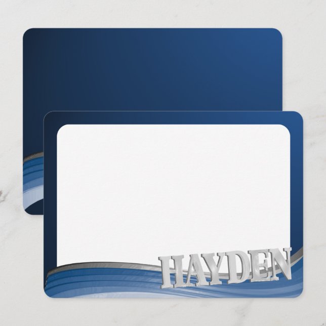 Stålvågskort Tack med Namn Inbjudningar (Fram/baksida)