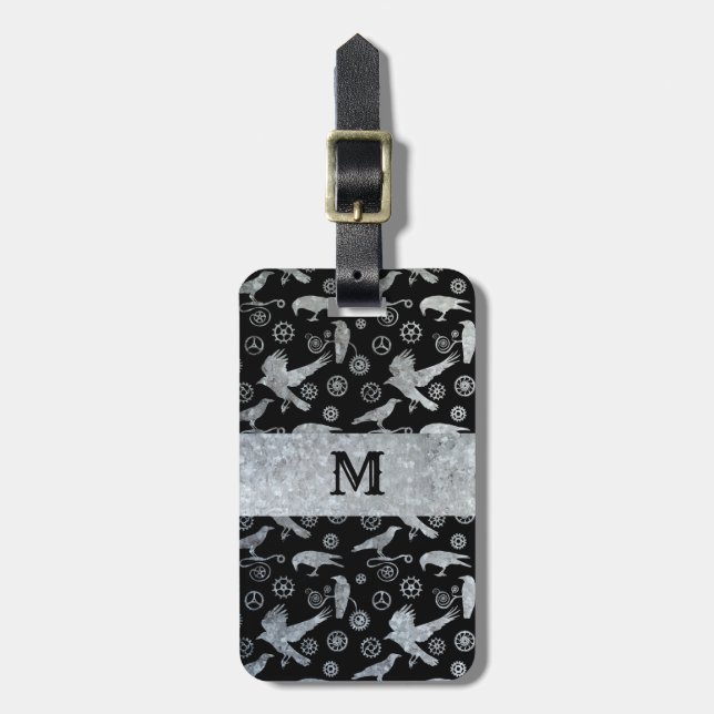 Stålväxlar och Kråkor av stål, Silver Zinc Bagagebricka (Vertikal Framsida)