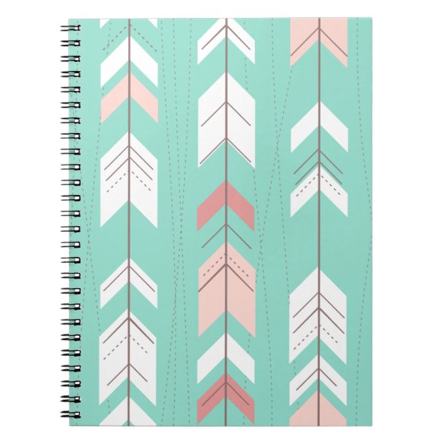 Stam- Aztec för rosa Mint Anteckningsbok Med Spiral (Framsidan)