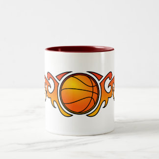 Stam- basket flammar den orange muggen Två-Tonad mugg