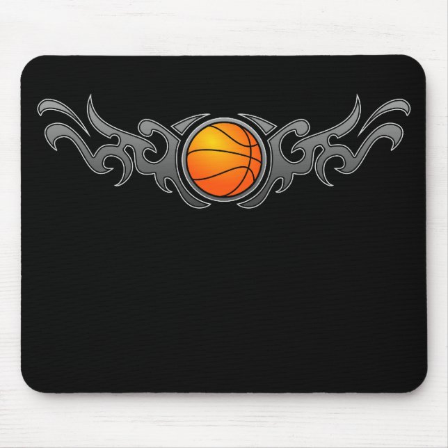 Stam- basket flammar grå färg Mousepad Musmatta (Framsidan)