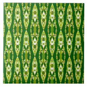 Stam- Batik - mörk - grönt och avokado Kakelplatta